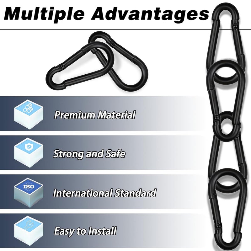 HANDRERLEE 50 PCS 3'' Spring Snap Hook Carabiner, M8 5/16 Inch Galvanized Black Steel Carabiner Clip, 500LBS Holding Capacity Quick Link Clip Keychain for Hammock Dog Leash & Camping Gym - Image 5